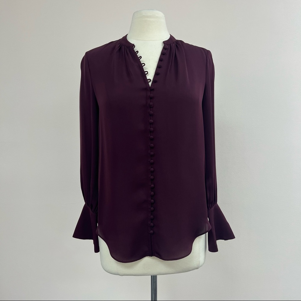Joie Silk Tariana Button Down Blouse in Burgundy